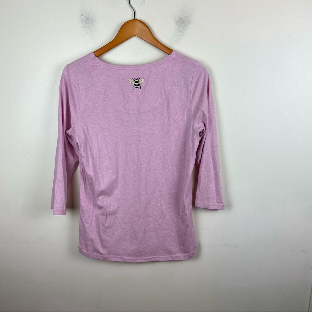Joules Pink‎ Cotton 3/4 Sleeve Shirt Top Bee Loungewear Comfy Cozy Size Medium - Picture 6 of 10